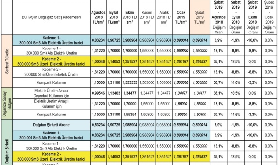 Şubat 2019 Tarihinde Şehirlerdeki Doğalgaz Birim Fiyatları Ne Oldu, Nasıl Değişti?